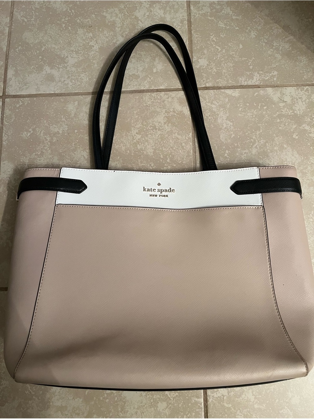kate spade Tan, White & Black Structured Tote